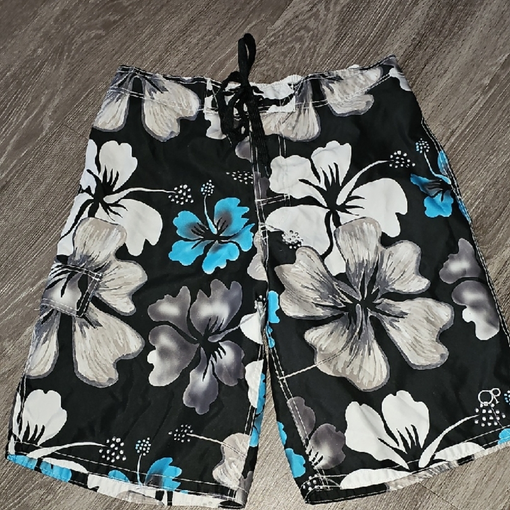 OP Men's Black,Blue,White Floral Swim Shorts. SZ XLARGE. 40-42